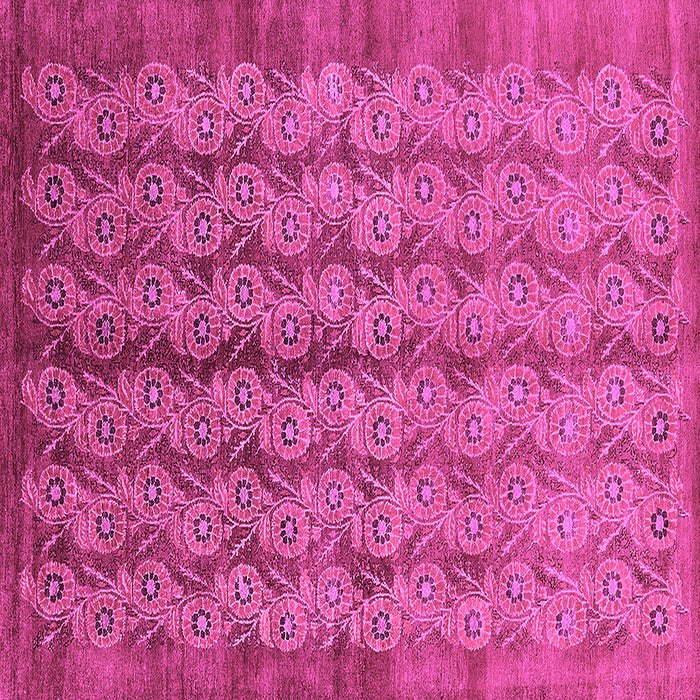 Square Machine Washable Oriental Pink Industrial Rug, wshurb3155pnk