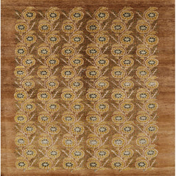 Square Mid-Century Modern Mahogany Brown Oriental Rug, urb3155