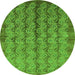 Round Oriental Green Industrial Rug, urb3155grn