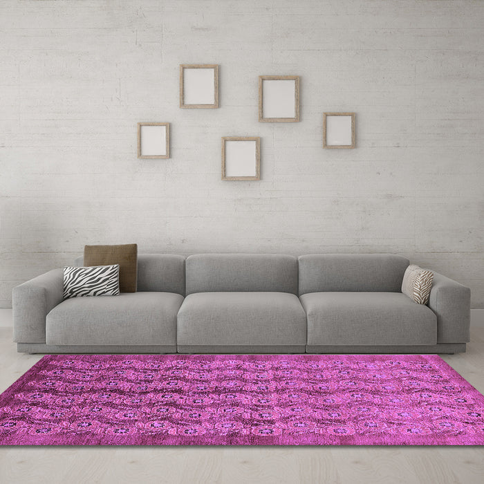 Machine Washable Oriental Purple Industrial Area Rugs in a Living Room, wshurb3155pur