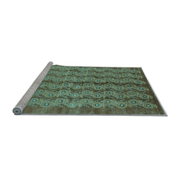 Sideview of Machine Washable Oriental Light Blue Industrial Rug, wshurb3155lblu