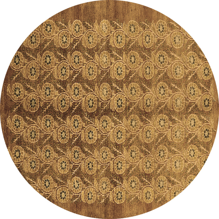Round Oriental Brown Industrial Rug, urb3155brn