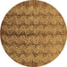 Round Oriental Brown Industrial Rug, urb3155brn