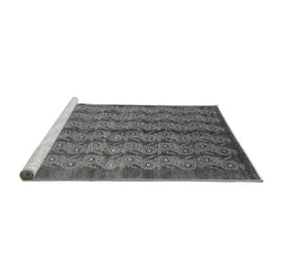 Sideview of Machine Washable Oriental Gray Industrial Rug, wshurb3155gry