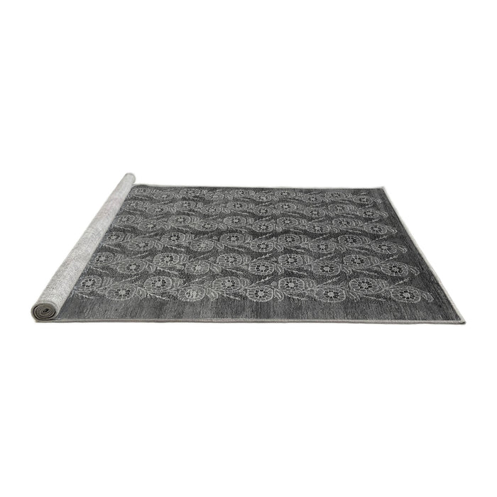 Sideview of Machine Washable Oriental Gray Industrial Rug, wshurb3155gry