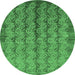 Round Machine Washable Oriental Emerald Green Industrial Area Rugs, wshurb3155emgrn