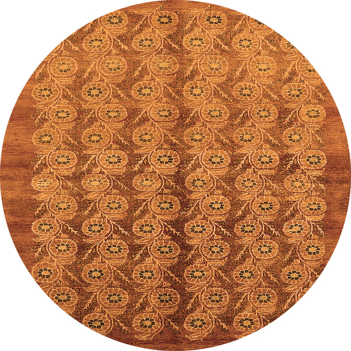 Round Oriental Orange Industrial Rug, urb3155org