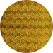 Round Oriental Yellow Industrial Rug, urb3155yw