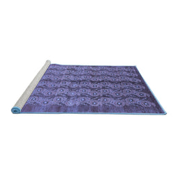 Sideview of Machine Washable Oriental Blue Industrial Rug, wshurb3155blu