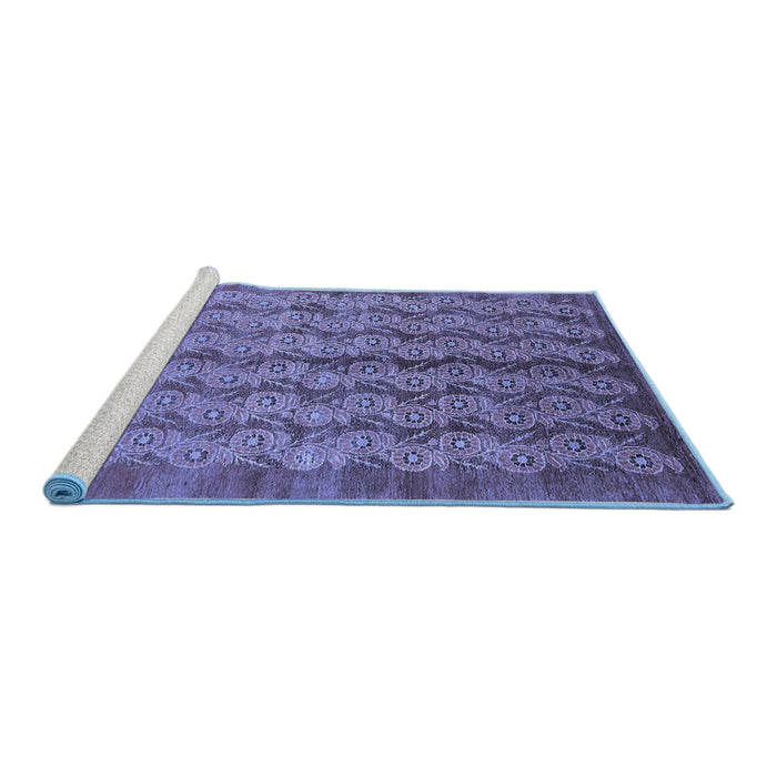 Sideview of Machine Washable Oriental Blue Industrial Rug, wshurb3155blu
