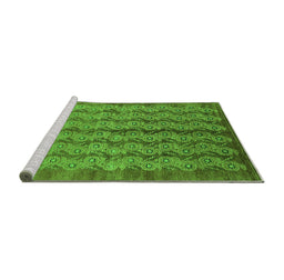 Sideview of Machine Washable Oriental Green Industrial Area Rugs, wshurb3155grn