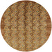 Round Mid-Century Modern Mahogany Brown Oriental Rug, urb3155