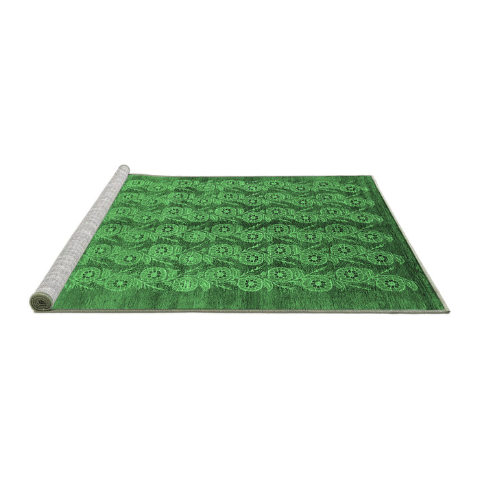 Sideview of Machine Washable Oriental Emerald Green Industrial Area Rugs, wshurb3155emgrn