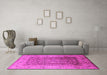 Machine Washable Oriental Pink Industrial Rug in a Living Room, wshurb3156pnk