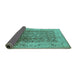 Sideview of Oriental Turquoise Industrial Rug, urb3156turq