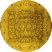 Round Oriental Yellow Industrial Rug, urb3156yw