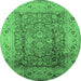 Round Oriental Emerald Green Industrial Rug, urb3156emgrn