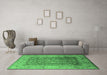 Machine Washable Oriental Emerald Green Industrial Area Rugs in a Living Room,, wshurb3156emgrn