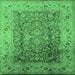 Square Machine Washable Oriental Emerald Green Industrial Area Rugs, wshurb3156emgrn