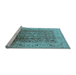 Sideview of Machine Washable Oriental Light Blue Industrial Rug, wshurb3156lblu