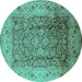 Round Oriental Turquoise Industrial Rug, urb3156turq