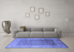Machine Washable Oriental Blue Industrial Rug in a Living Room, wshurb3156blu