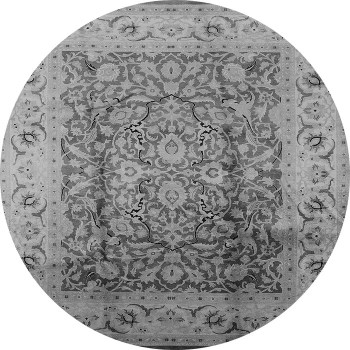 Round Machine Washable Oriental Gray Industrial Rug, wshurb3156gry