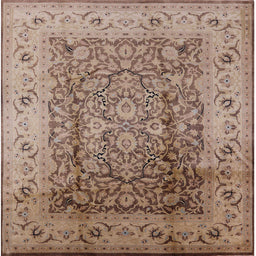 Square Mid-Century Modern Sienna Brown Oriental Rug, urb3156