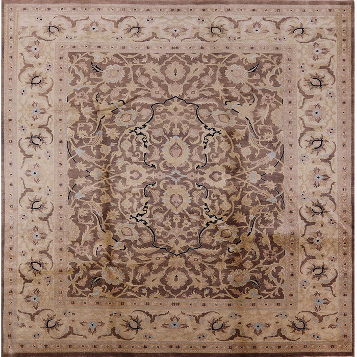 Square Mid-Century Modern Sienna Brown Oriental Rug, urb3156