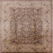 Square Mid-Century Modern Sienna Brown Oriental Rug, urb3156