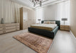 Mid-Century Modern Sienna Brown Oriental Rug in a Bedroom, urb3156