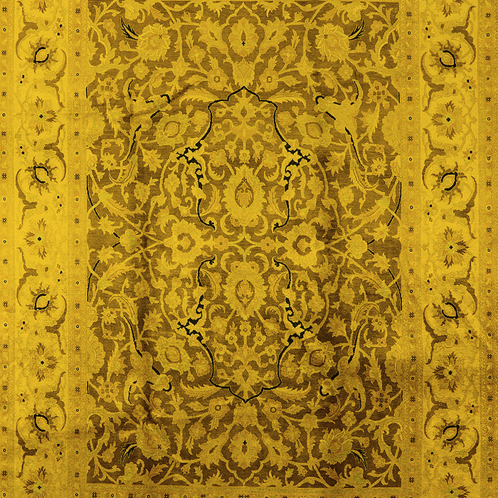 Machine Washable Oriental Yellow Industrial Rug, wshurb3156yw