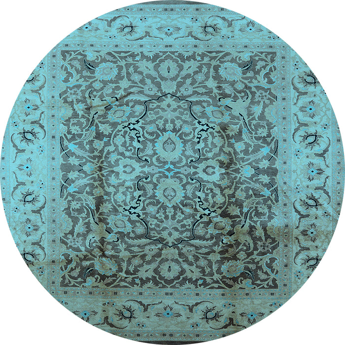 Round Oriental Light Blue Industrial Rug, urb3156lblu