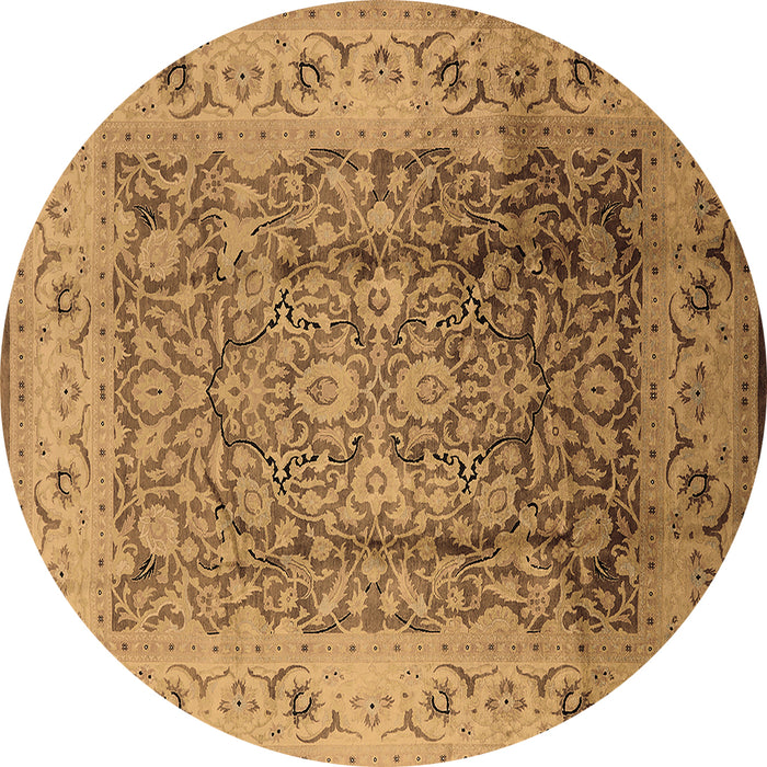 Round Oriental Brown Industrial Rug, urb3156brn