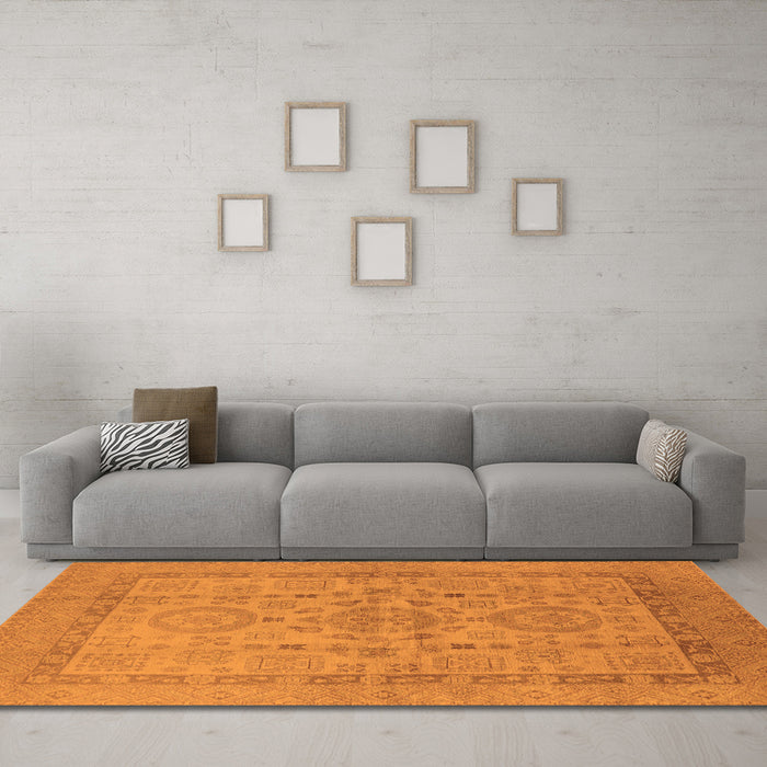 Machine Washable Oriental Orange Industrial Area Rugs in a Living Room, wshurb3157org