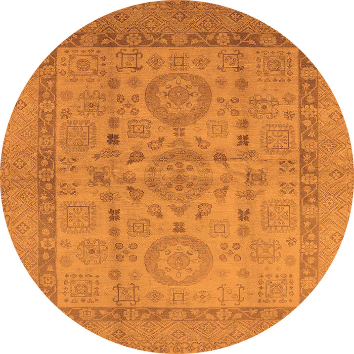 Round Oriental Orange Industrial Rug, urb3157org