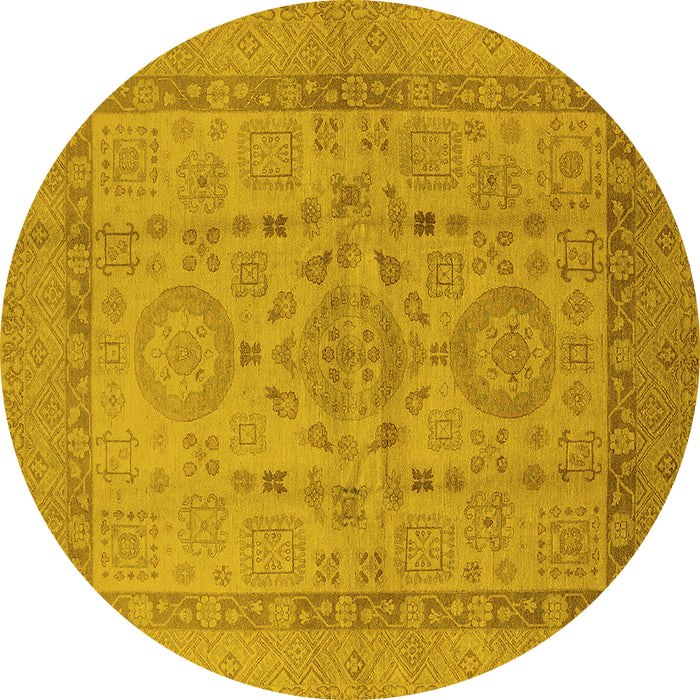 Round Oriental Yellow Industrial Rug, urb3157yw