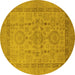 Round Oriental Yellow Industrial Rug, urb3157yw