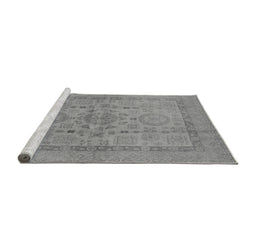 Sideview of Machine Washable Oriental Gray Industrial Rug, wshurb3157gry
