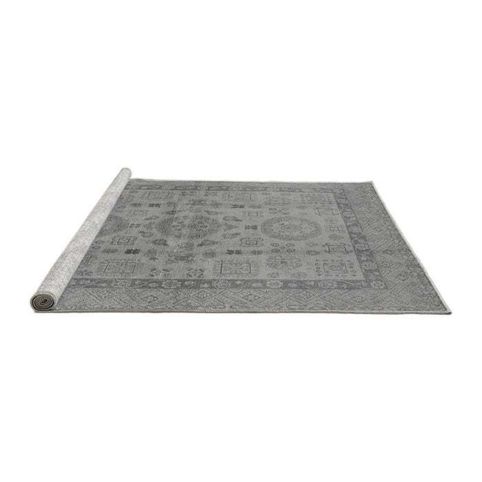 Sideview of Machine Washable Oriental Gray Industrial Rug, wshurb3157gry
