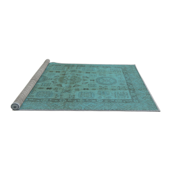 Sideview of Machine Washable Oriental Light Blue Industrial Rug, wshurb3157lblu