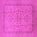 Square Machine Washable Oriental Pink Industrial Rug, wshurb3157pnk