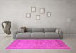 Machine Washable Oriental Pink Industrial Rug in a Living Room, wshurb3157pnk
