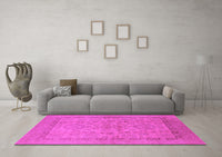 Machine Washable Oriental Pink Industrial Rug, wshurb3157pnk