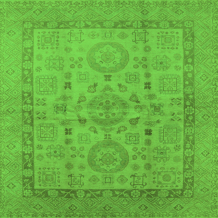 Square Machine Washable Oriental Green Industrial Area Rugs, wshurb3157grn