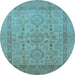 Round Oriental Light Blue Industrial Rug, urb3157lblu