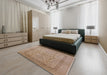 Mid-Century Modern Light Copper Gold Oriental Rug in a Bedroom, urb3157