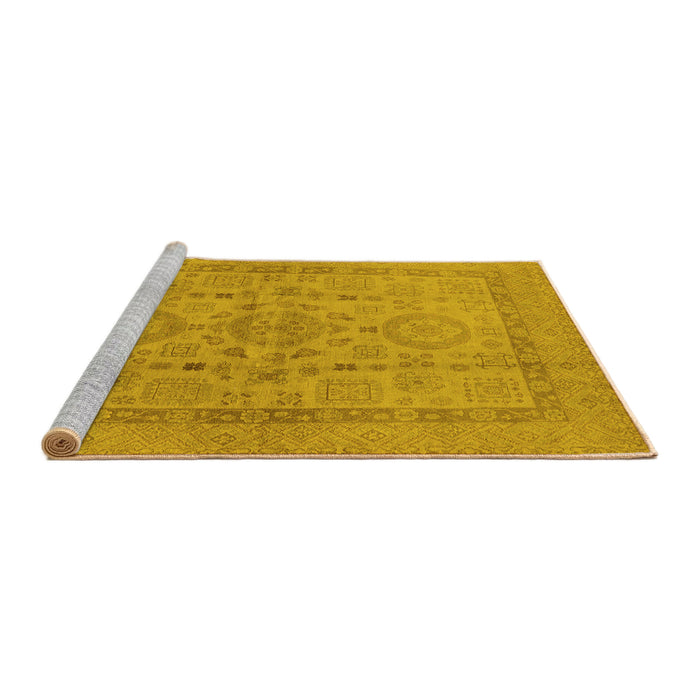 Sideview of Machine Washable Oriental Yellow Industrial Rug, wshurb3157yw
