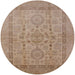 Round Mid-Century Modern Light Copper Gold Oriental Rug, urb3157