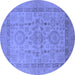 Round Oriental Blue Industrial Rug, urb3157blu